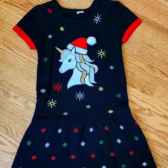 Dresses | A Nice Christmas Dress Black And Red With A Cute Unicorn Design |  Poshmark